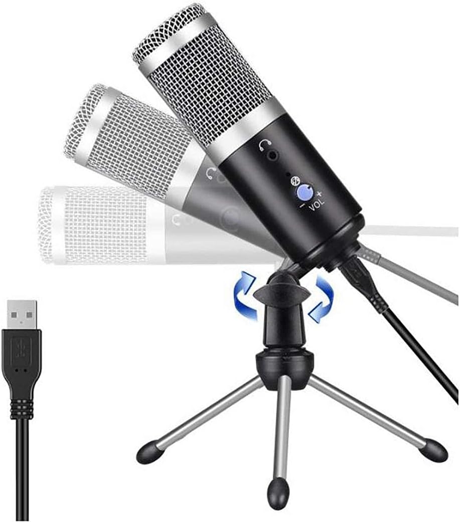 CWCQGH Podcast Microphone USB Condenser Cardioid PC Mic with Professional Sound Chipset for Gaming, Streaming, Voice Over, Studio/Home Recording (White)