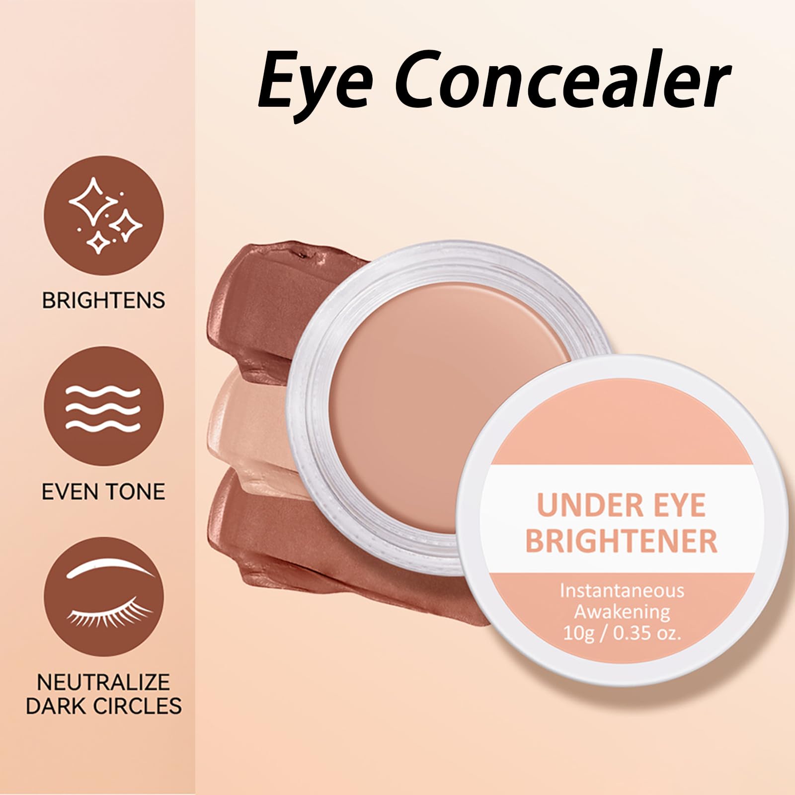 Full Coverage Under Eye Brightener and Concealer, Long Lasting, Correcting Cream for Dark Circles and Spots - Image 3
