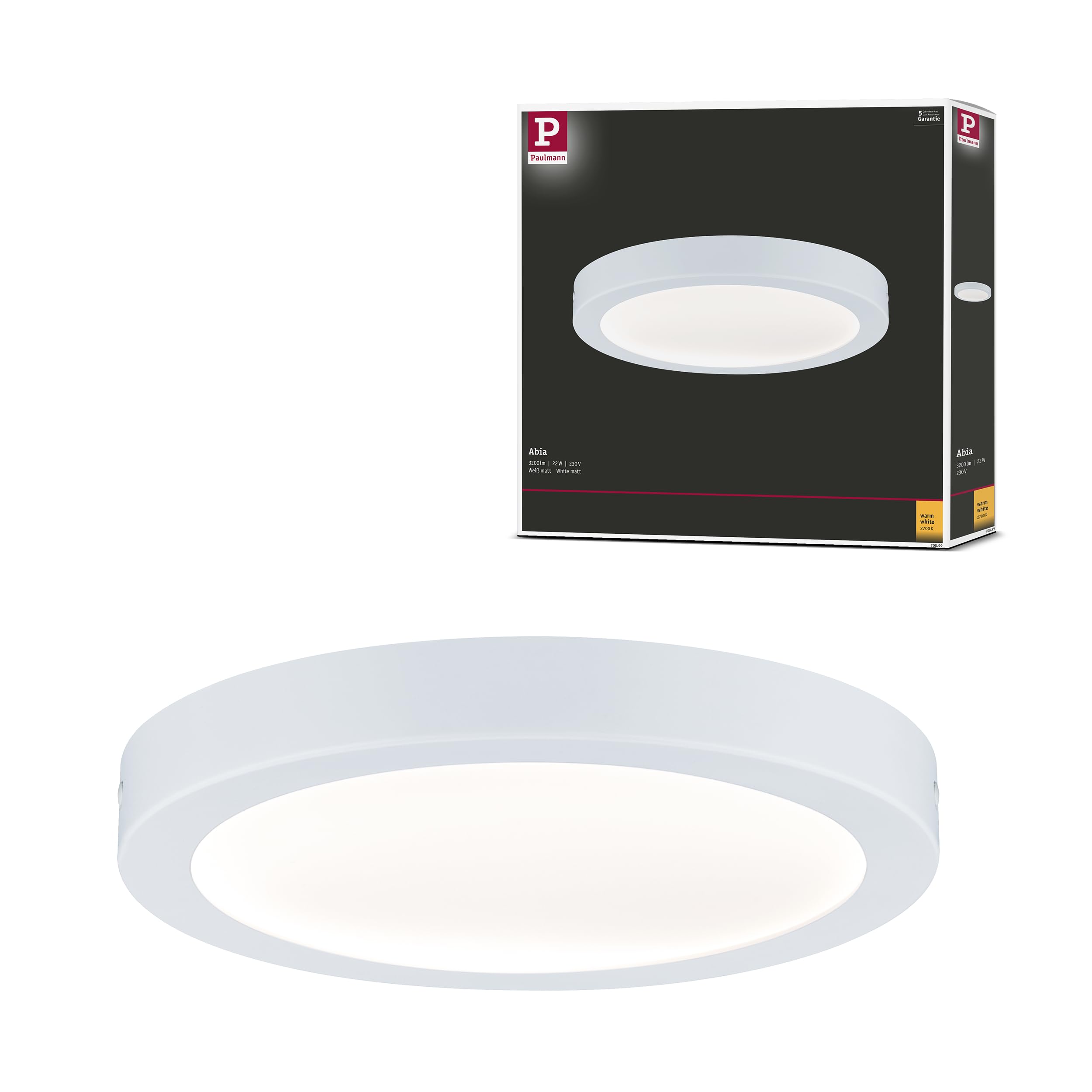 Paulmann Matt White Abia Led Panel Ø 30Cm 2,700K White Matt