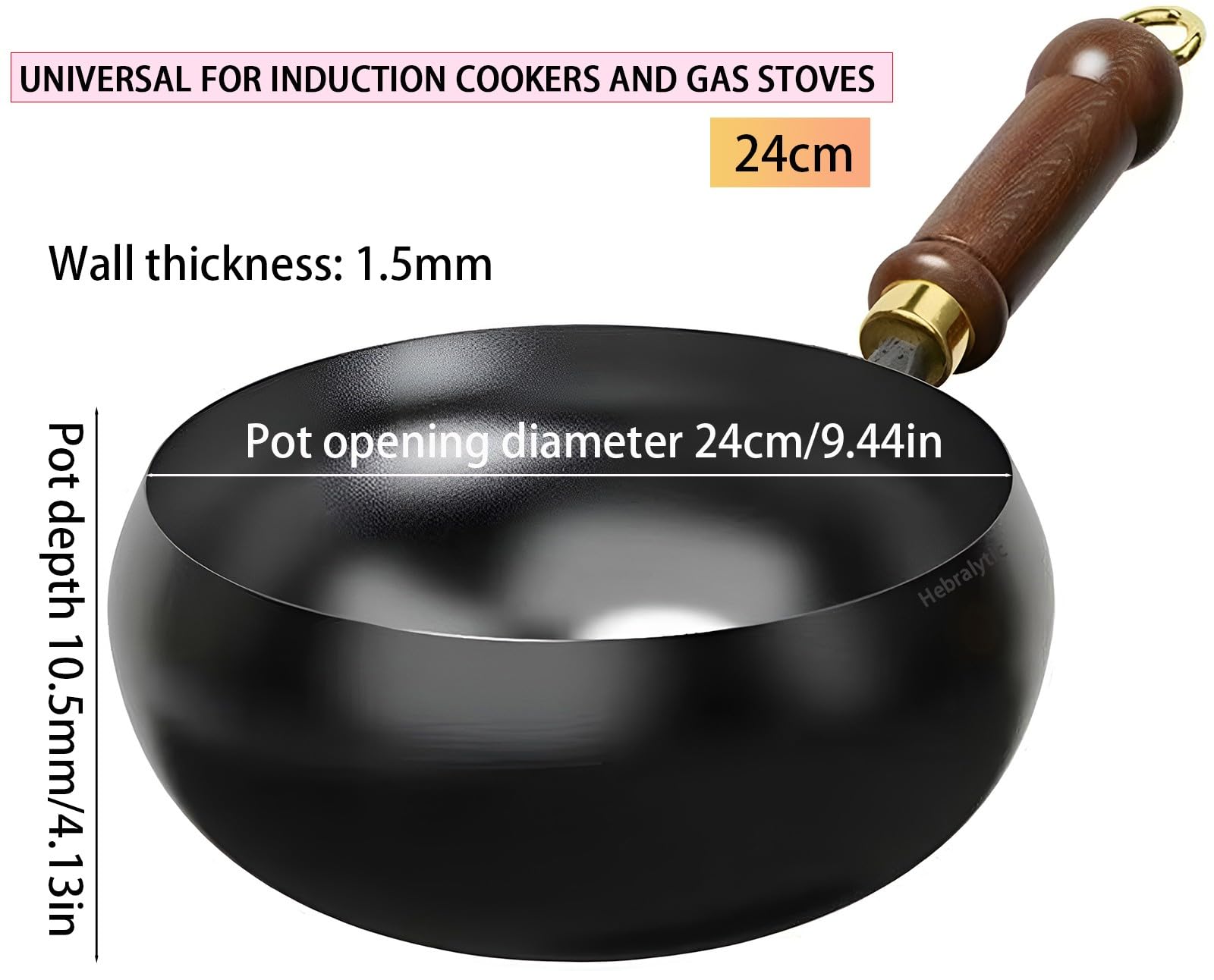 Unbeschichteter, Dickwandiger Gusseisentopf, Japanische Runde Gusseisenpfanne, Handgeschmiedete Antihaft-Bratpfanne, Hochreine Bratpfannen(No lid,24cm)