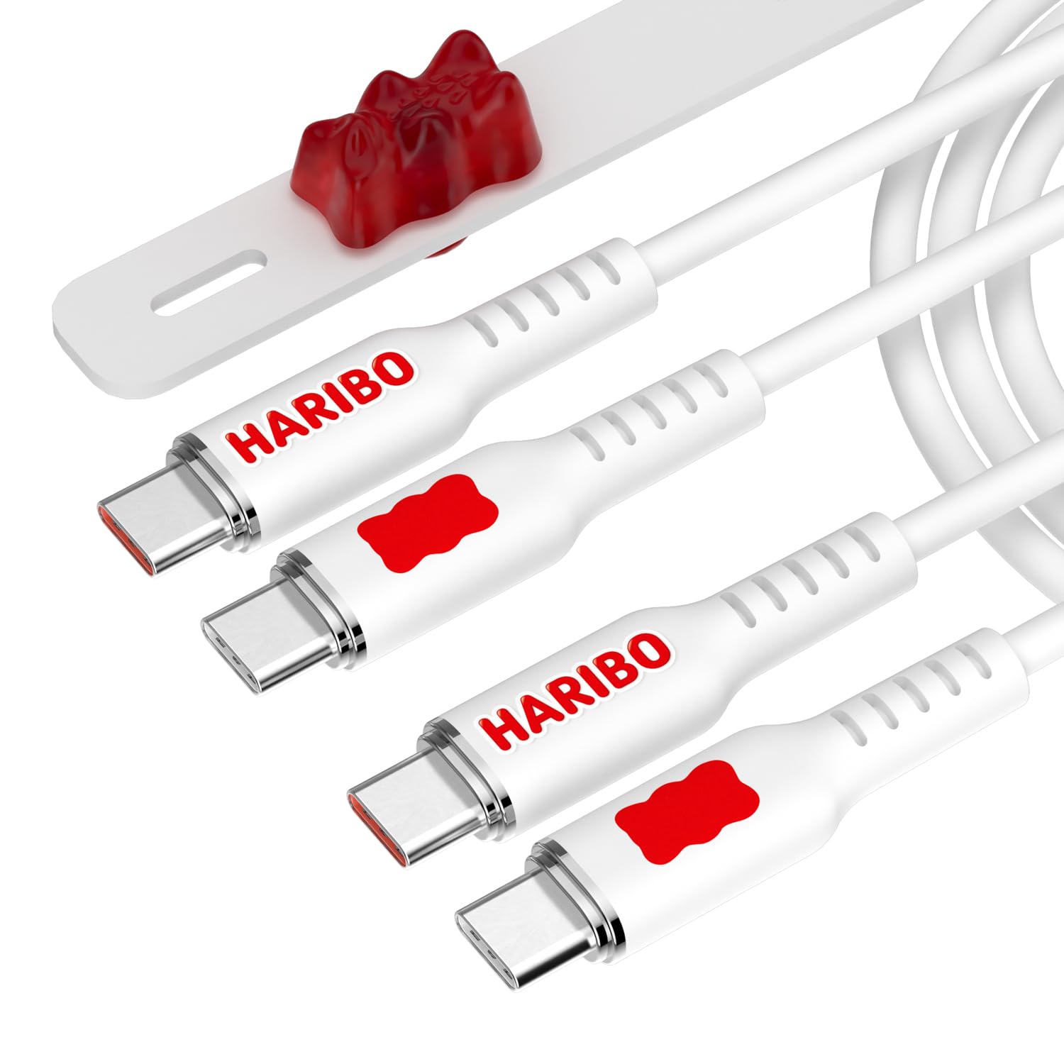 Haribo - Cable USB C a USB C (paquete de 2, 5 pies), carga rápida PD de 60 W, cables de carga USB 2.0 estilo oso de goma para iPhone, Samsung Galaxy