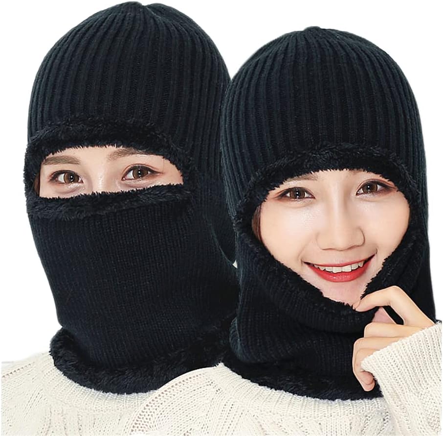 Winter Warm Elastic Soft Ear Protection Knitted Scarf hat Fleece Lined Beanie Hat for Men and Women