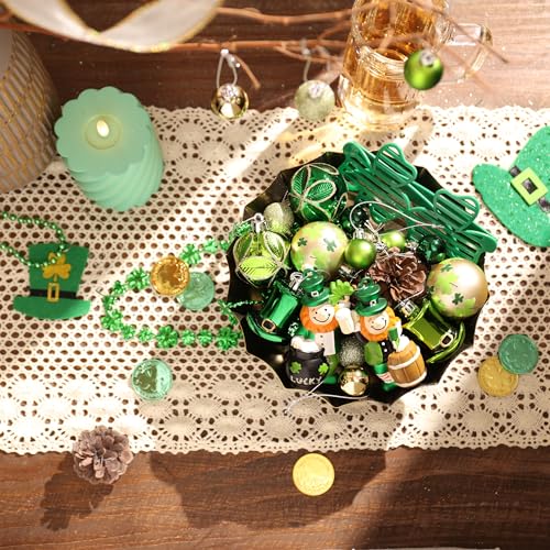 Valery Madelyn 35pcs St Patricks Day Tree Decorations, Hanging Shamrocks Ornament Set with Green and Gold Finish, Leprechaun Hat Clovers Ornaments for Christmas Tree by Valery Madelyn - Image 2