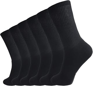 6 Pack Mens Bamboo Crew Socks Extra Heavy Full Cushion Work Socks Moisture Wicking Hiking Trekking Sports Casual Socks