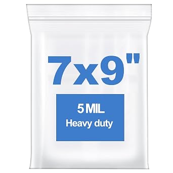 50 PCS 7" x 9" Clear Thick 5 Mil Zip Poly Lock Plastic Bags Reclosable Zip Seal Bags Heavy-Duty Seed Food Storage Zipper Bag