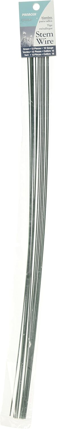 FLORAL ACCESSORIES Panacea Stem Wire: Painted Green, 16 Gauge, 18 inches, 12 Pack