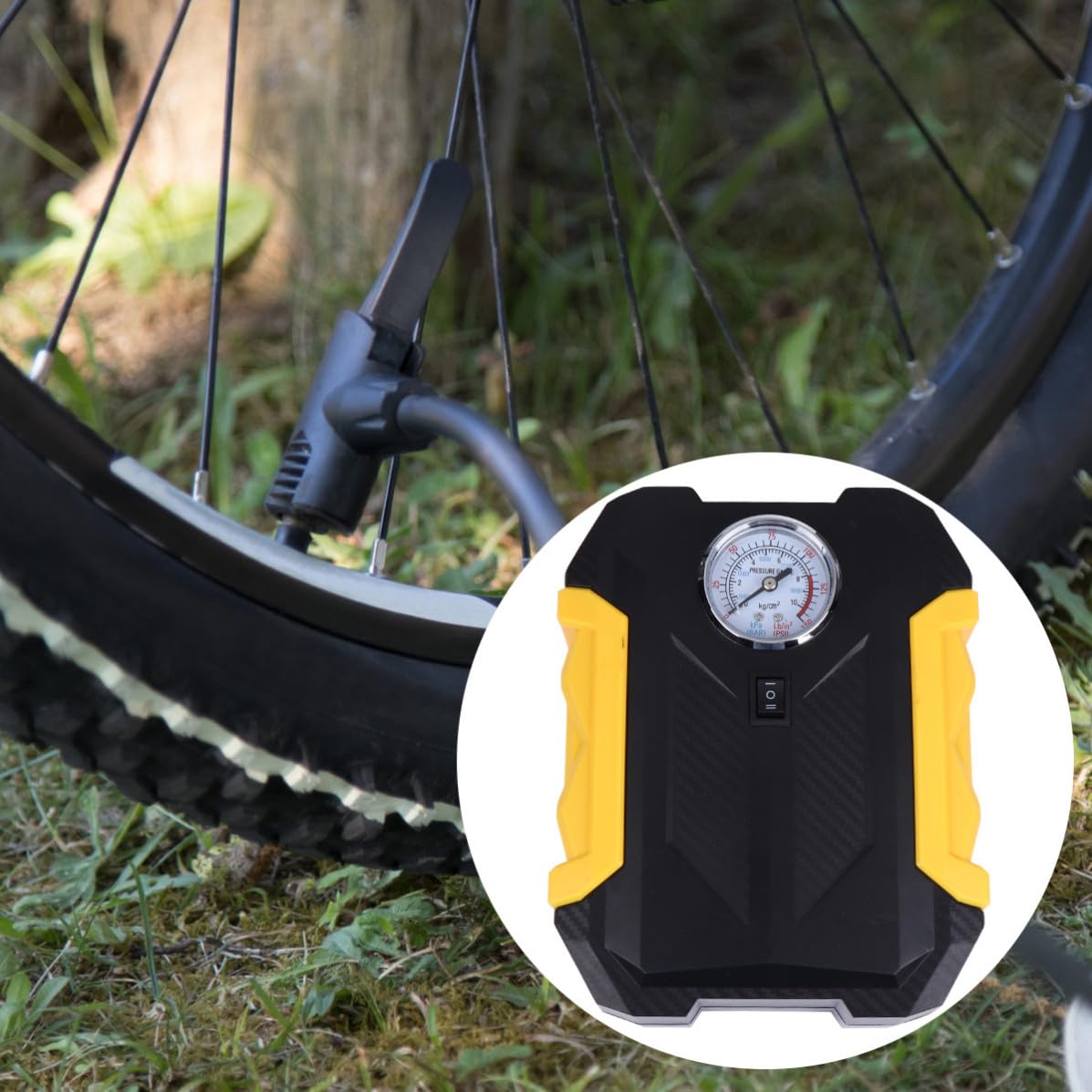 Gonfleur de Pneus Portable 2000mah pour Voiture et Moto, Jaune