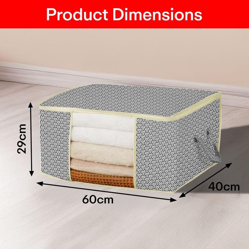 Image of PRIME PICK Lock Pattern Cloth Organizer Large Capacity Foldable Storage Box Multipurpose Clothes, Blankets, Sarees Organizer, Pack of 6 Storage Bins for Wardrobe & Home