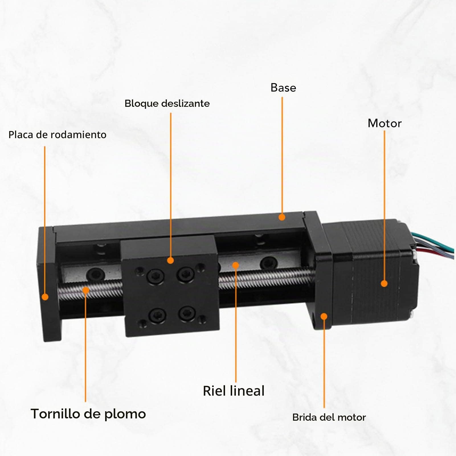 Mini Actuador de Deslizamiento de Guía de Riel Lineal, Actuador de Etapa Lineal de Carrera de 200mm/7,87 Pulgadas para Fresadora de Enrutador CNC DIY