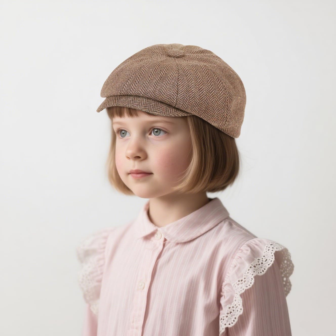MCWTH Cappellini vintage per bambini piccoli, cappelli piatti in tweed per paggettone per bambini 2-8 anni