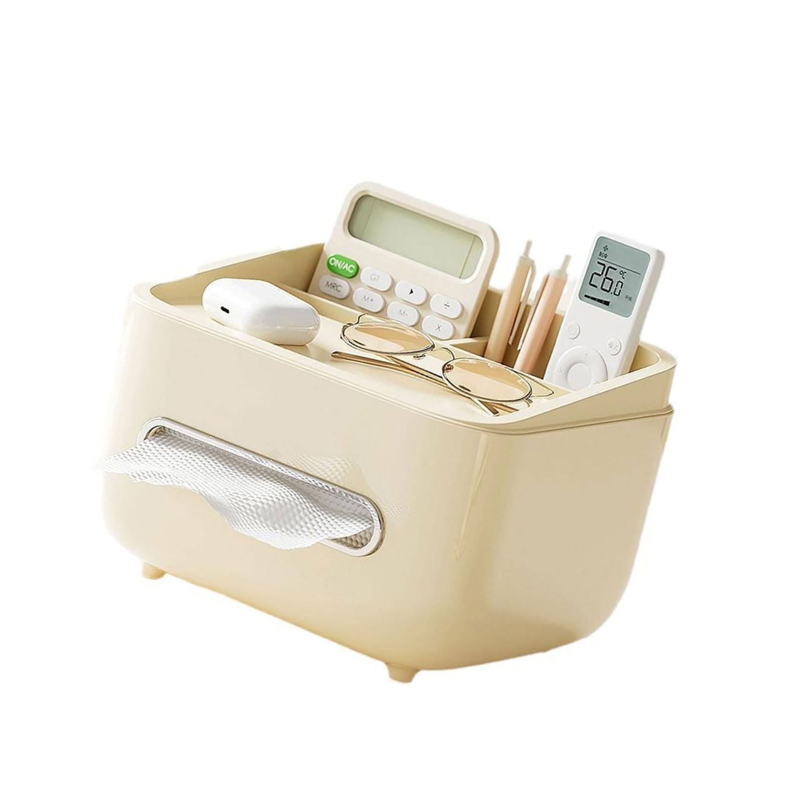Lerpwige Stylish Tissue Dispenser Box Organizers Space Saving Tissue Box with Storage Compartments for Household Convenience Desktop Paper Towel Holder
