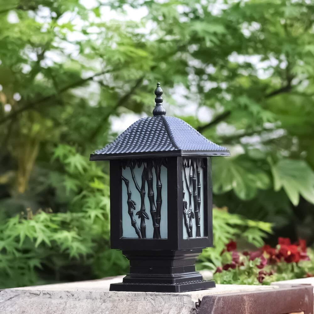 Mastleuchte Aluminium Außensäulenleuchte Hoflandschaftssäulenleuchte Glaspfostenleuchte wasserdichte Rasensäulenlampe Außenmast Garten(Bronze,20 * 43cm)