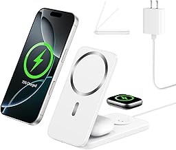 XNYAND Compatible MagSafe 3 in 1 Wireless Charging Station for Apple, Magnetic Foldable Charger Stand for iPhone 17/16/15/14/13/12 Pro Max, Apple Watch Ultra/Series & AirPods Pro Fast Charging Dock