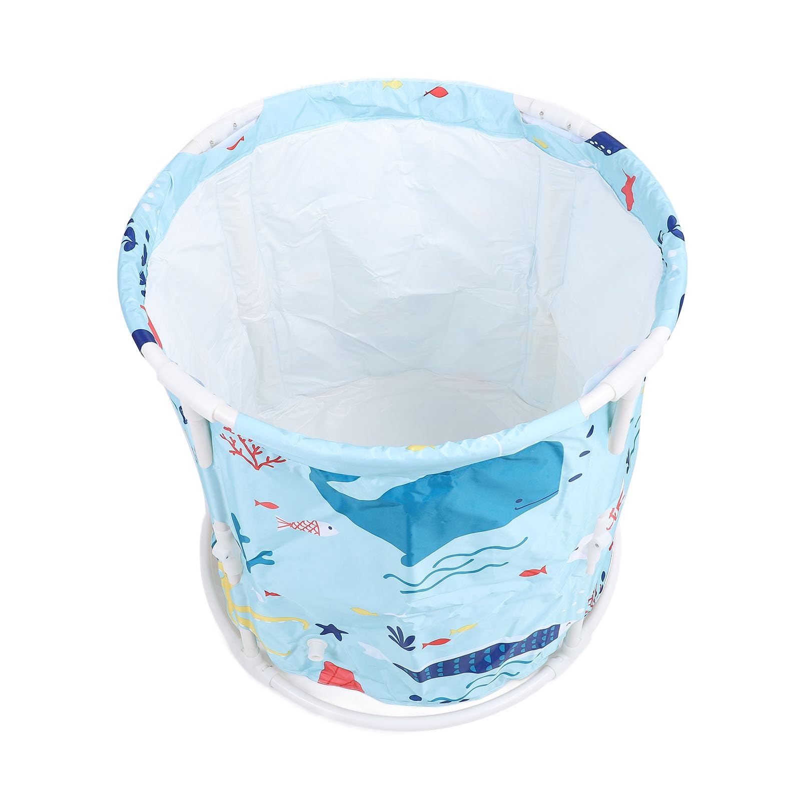 Vasca idromassaggio portatile pieghevole per bambini adulti, vasca da bagno in PVC e durevole con barile fredde per piccoli spazi (blu)
