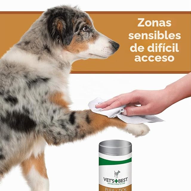 Foto 4 de 6 de Vet's Best Floh- und Zeckentücher für Hunde, gezielte Anwendung gegen Flöhe und Zecken…