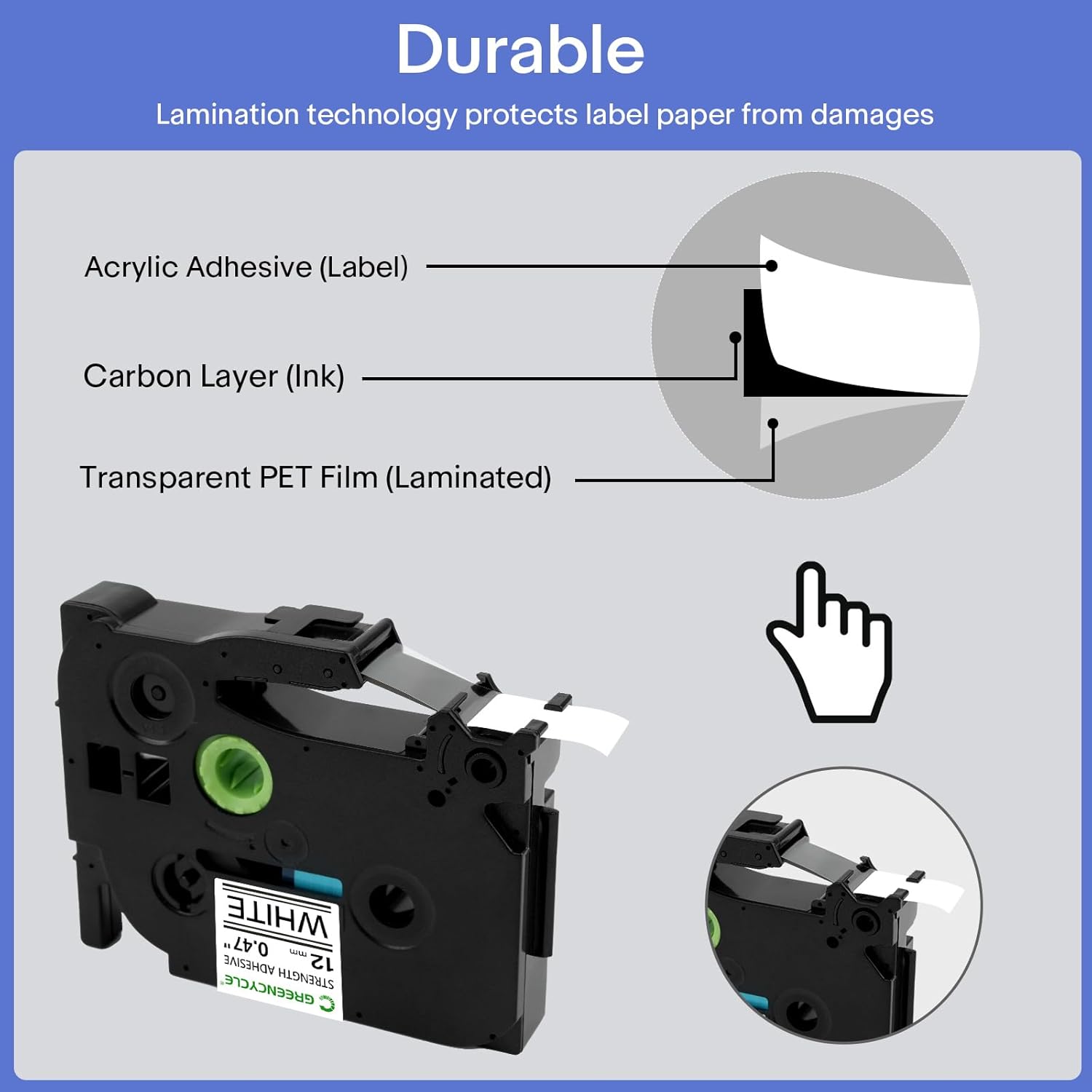 GREENCYCLE 10 Pack Compatible for Brother P-Touch TZe-S231 TZ-S231 AZe-S231 12mm 0.47 Laminated White Extra Strength Adhesive Label Tape for PT-E550W PT-D210 PT-H100 PT-H110 PT-D200 PT-D400 - Image 2