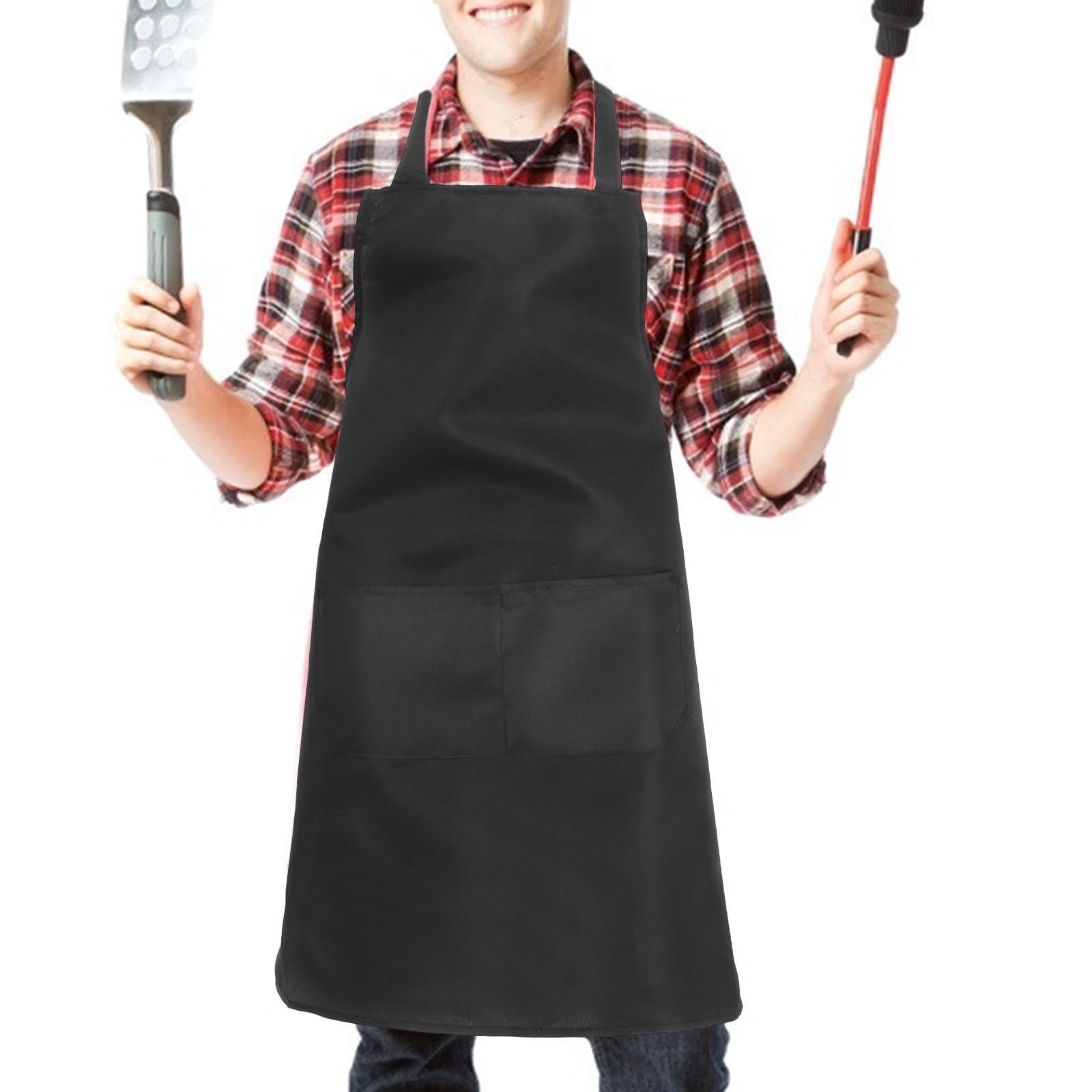 Zerodeko Lot de 10 Tabliers pour Restaurant en Tissu Noir Grosse Poche, Légers et Pratiques Cuisine Professionnelle ou Barbecue en Extérieur