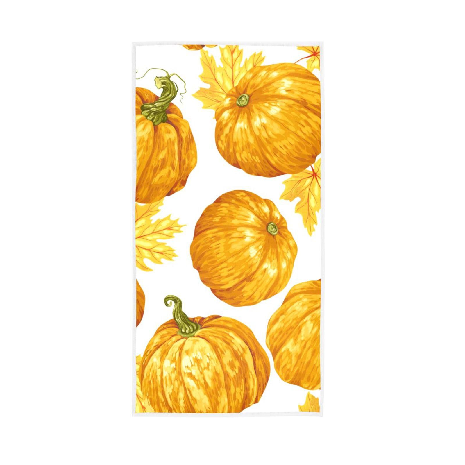 HUYGD Harvest Season Pumpkin Bath Hand Towels, 15 x 30 Inches Spa Towels for Facials, Decorative Bathroom Towels Aesthetic Towels