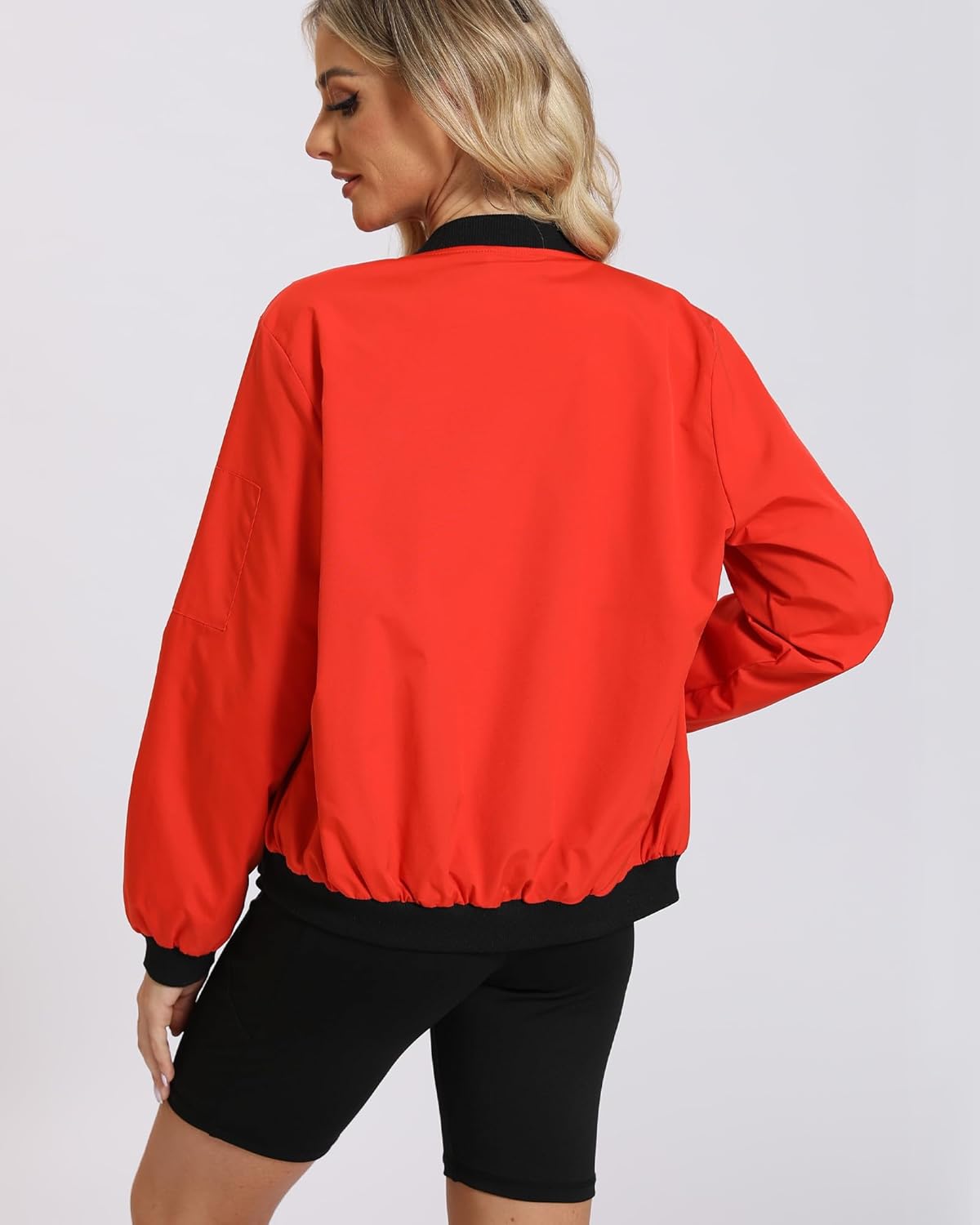 Argstar Women's Bomber Jacket Lightweight Casual Windbreaker with Pockets S-XXL - Image 3