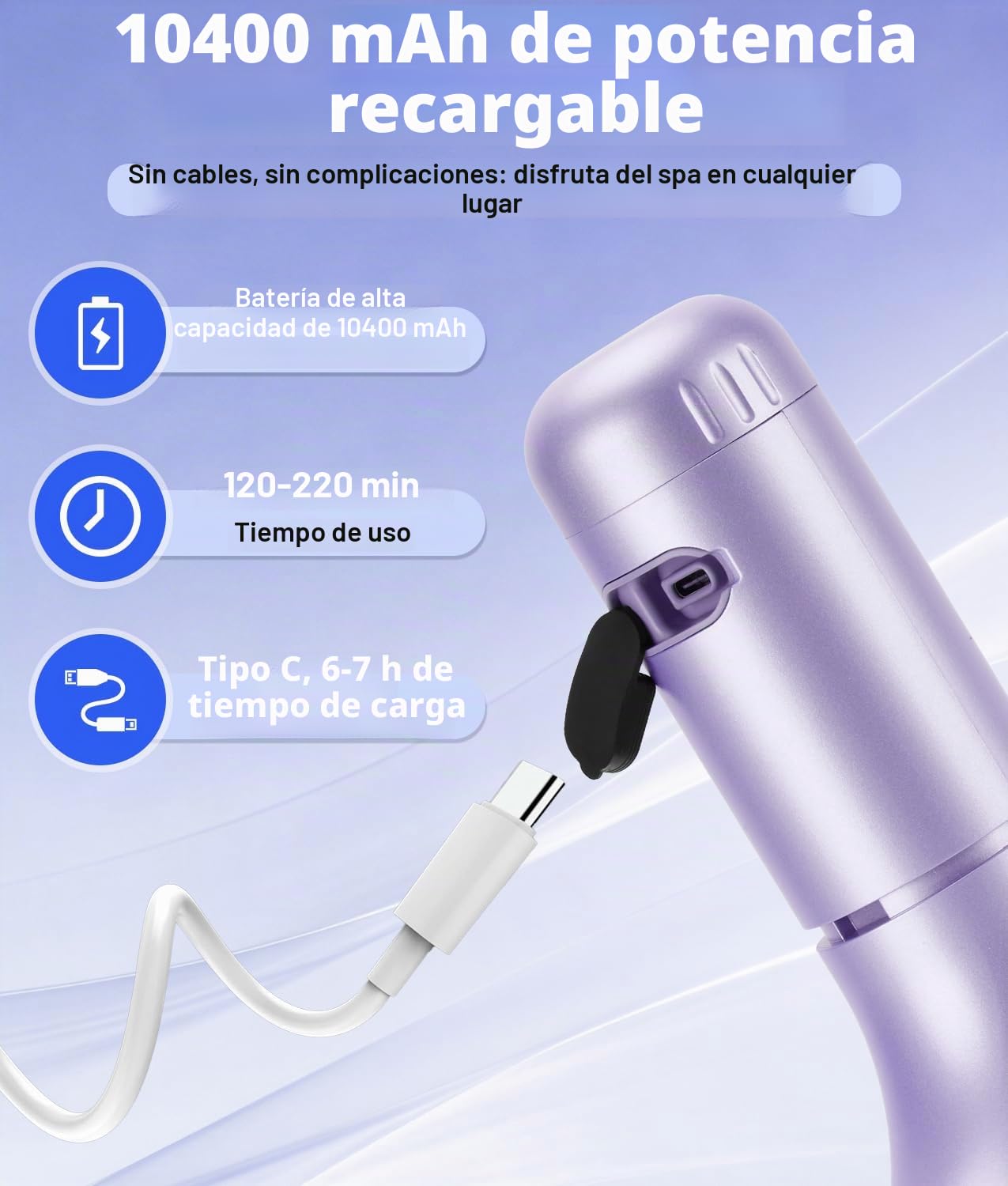 PAHTTO Spa de hidromasaje para bañera, accesorio portátil para bañera con 5 niveles de velocidad ajustables, chorros para bañera para un spa en casa y relajación (morado)