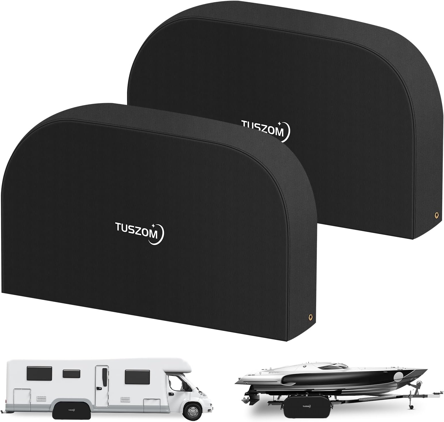 Tuszom RV Tire Covers for Trailers 2 Pack, Dual Axle Tire