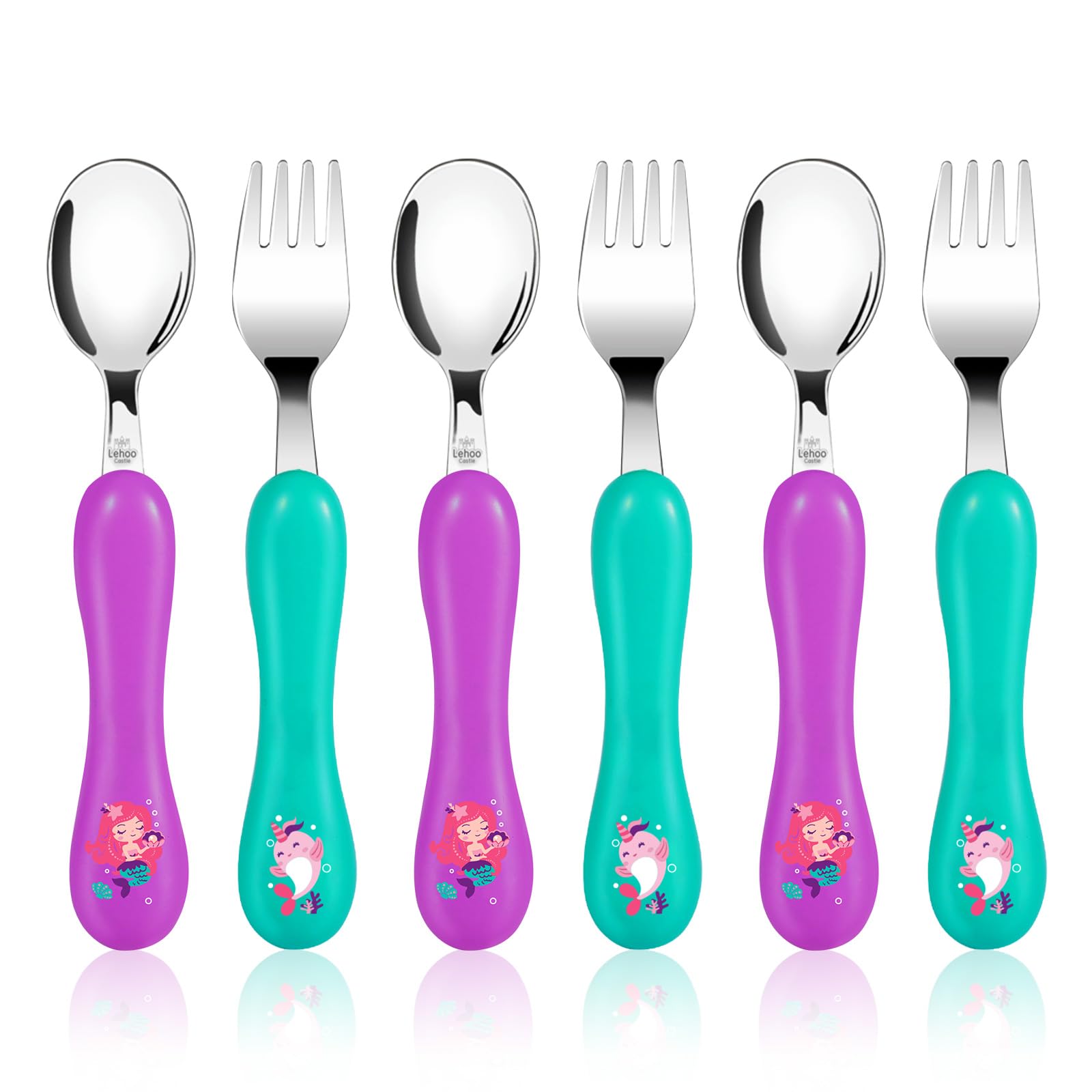 Lehoo Castle Children's Cutlery Set, 6pcs Stainless Steel Toddler Cutlery Kids Cutlery Flatware, Incudes 2 x Spoons, 2 x Forks, 2 x Knives — view 11