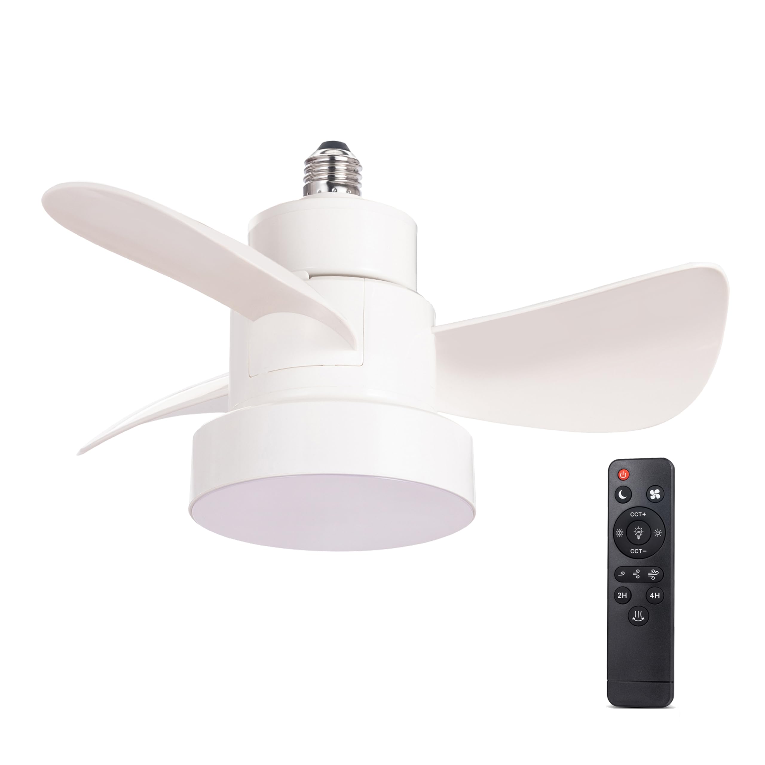 wonderlamp Debu Ventilateur LED blanc filetage E27 CCT 3000-4000-6000 K Dim, intensité réglable 15 W, silencieux