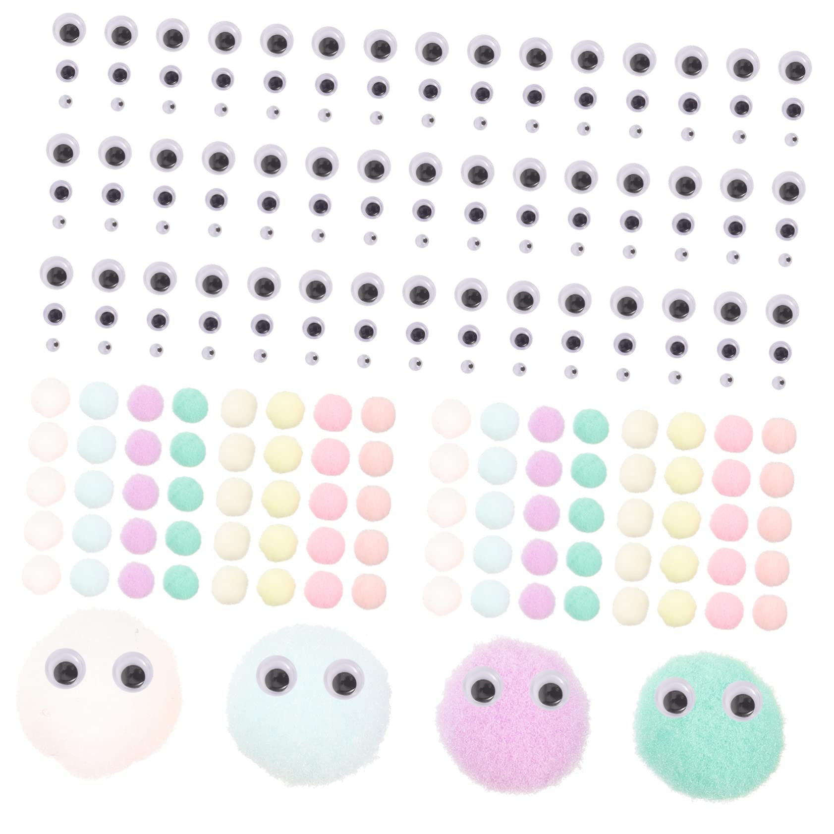 SHINEOFI 5sätze Bastelset Pompons Mit Augen Bunte Pompoms Für Kreative -projekte Sicher Für Junge Mädchen Für Dekoration Von Kleidung Taschen Hüten Und Mehr