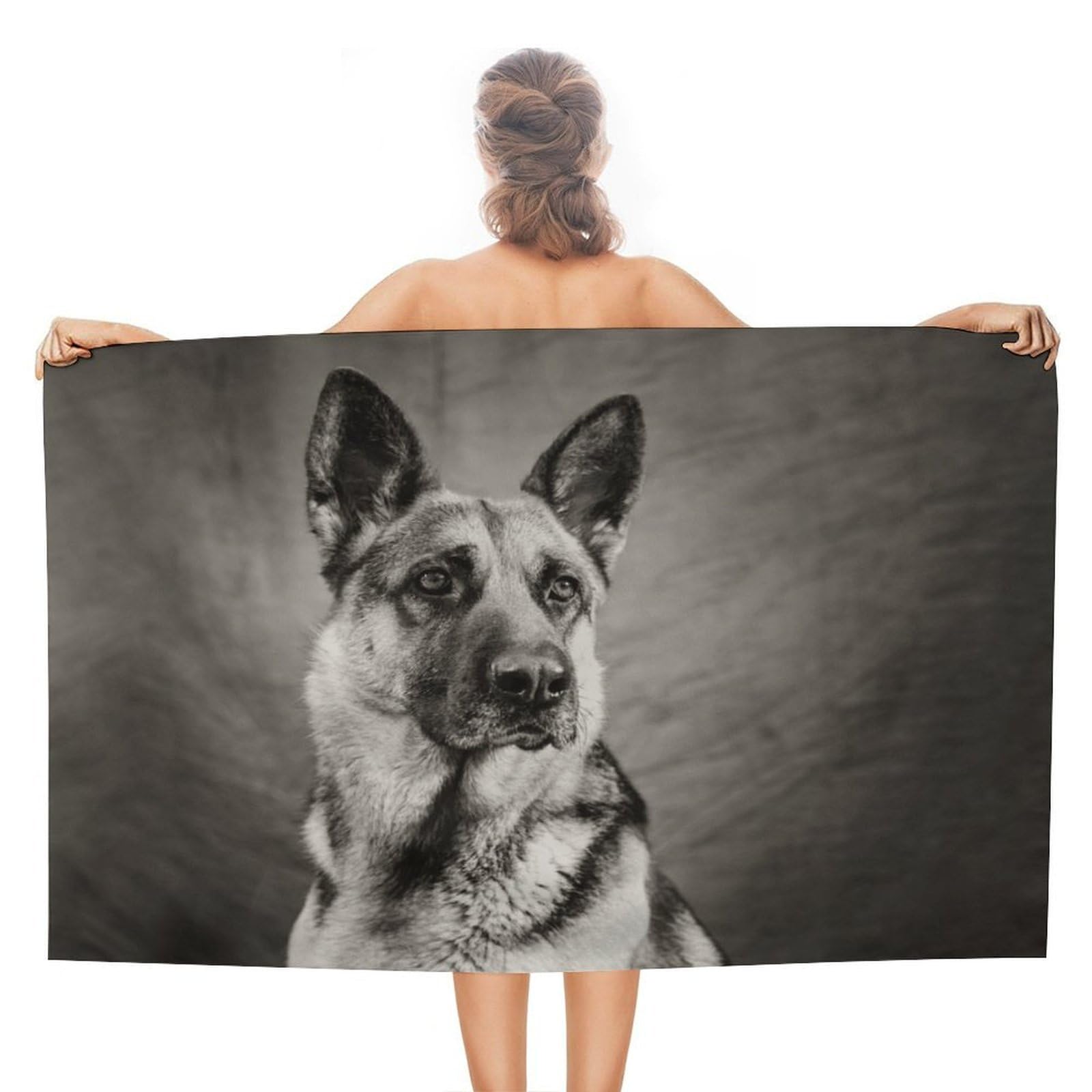 CGSBNGHA Black And White German Shepherd Beach Towels Soft Bathroom Bath Pool Swim Towels for Women Men