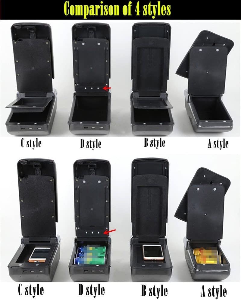 Für Opel Für Astra J 2012-heute Auto-Armlehnenbox Free Punch Handheld Car Central Storage Container Armlehnenbox Mittelkonsole Aufbewahrungsbox (Farbe : B2 NO USB)