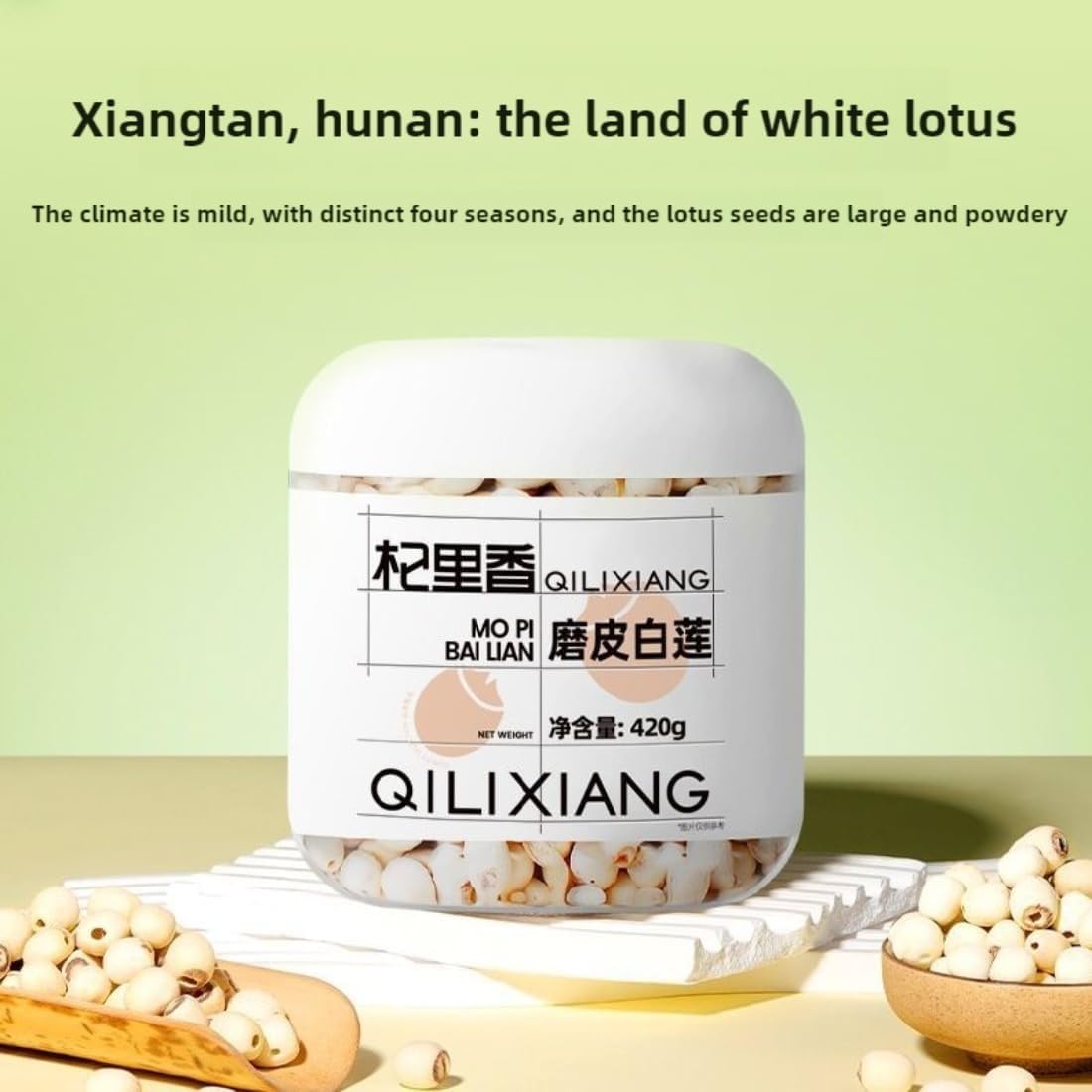 Lotus Seeds Essiccati Premium Senza Zolfo 420g | Facili da Cuocere per Zuppa/Porridge/Dolce | Puri & Naturali