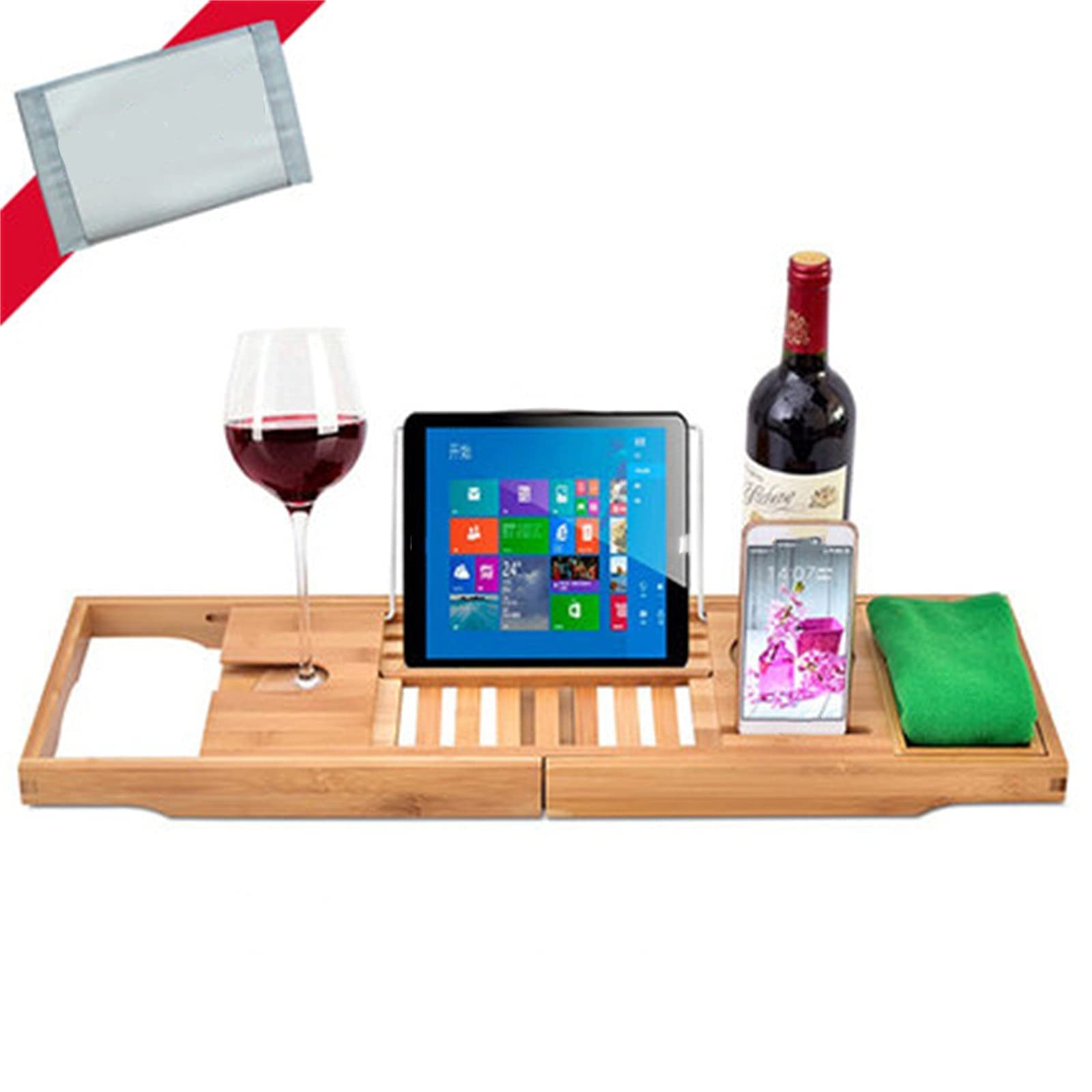 Bañera Bandeja Caddy Estante para bañera Estilo Europeo Telescópico Antideslizante Baño Soporte para teléfono móvil Estante para bañera (Color : Marrón Tamaño : 70-105x22x4cm) (Marrón 70)
