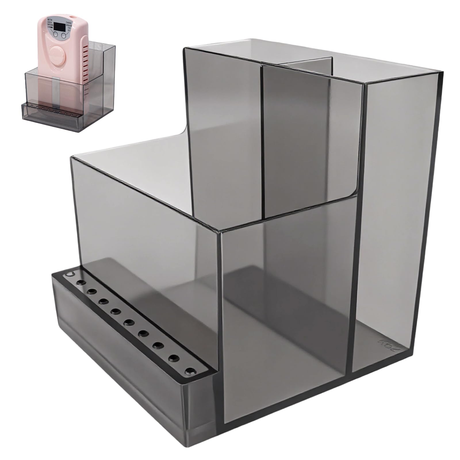 Photo 1 of 10 Holes Nail Drill Grinding Bit Holder Box, Acrylic Nail Tool Storage Rack, Professional Nail Art Polishing Grinding Drill Bit Holder Display Storage Box for Nail Drill Manicure Tools