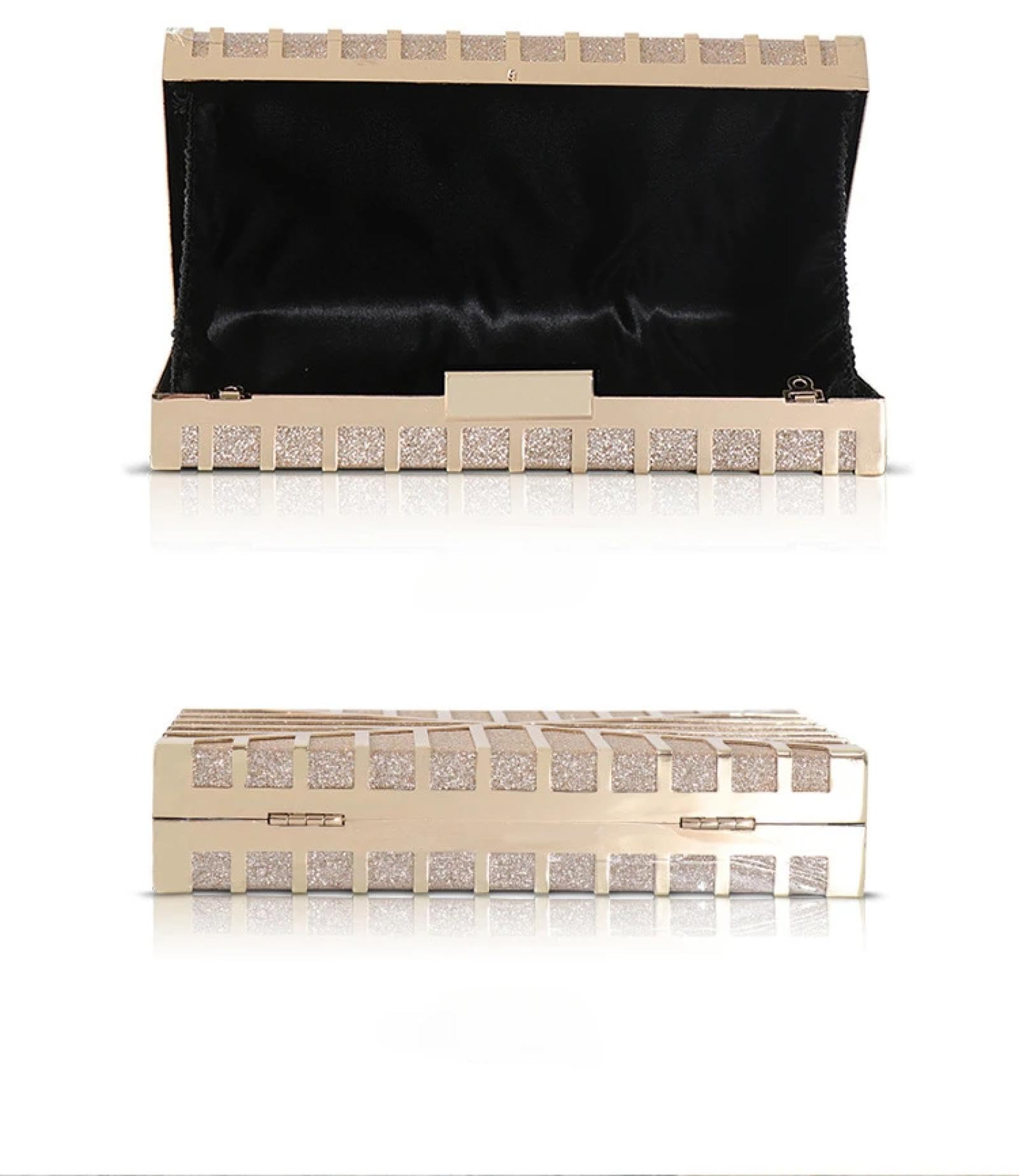 Abendtasche Damen Clutch Abend Tasche Frauen Bankett Glitzer Metall Tasche Silber Hochzeit Clutches Party Abschluss Ball Bling Bling Kette Umhängetasche