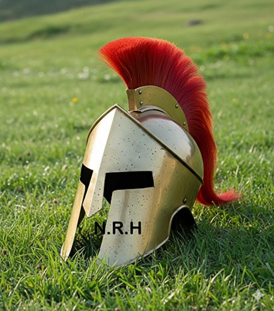 Nautical Replica Hub 300 King Leonidas Casque d'armure Spartan Plume Rouge sur pied
