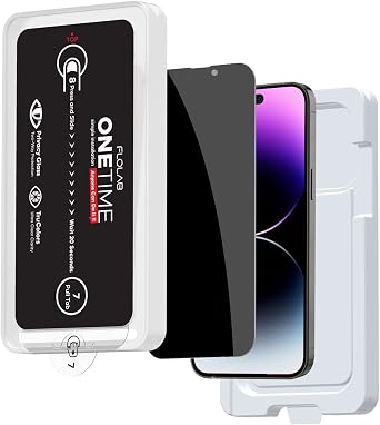 FLOLAB ONETIME Privacy Glass for iPhone 14 Pro Max - Game Changing Dust-Free Install, Crystal Clear View & Ultimate Privacy