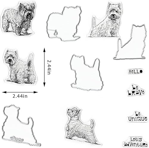 Miniatura 2 de 4 sellos transparentes para perros y troqueles para hacer tarjetas, palabras de felicitación, sellos de goma transparente, lindos perros,