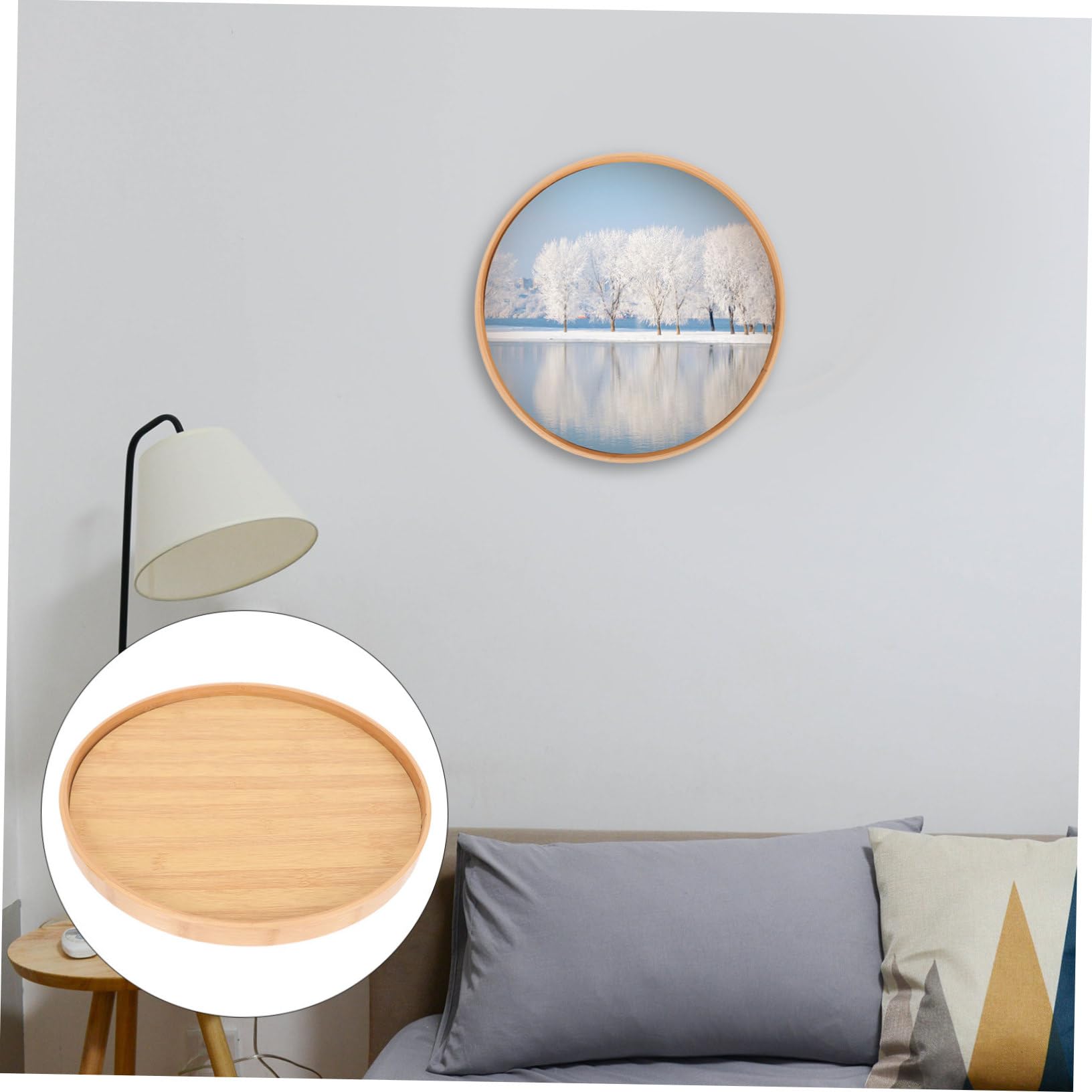 Marco de Fotos Redondo de Madera para Escritorio Diseño Moderno y Acabado de Fina Artesanía, Adecuado para Decoración del Hogar y Exhibición de Fotos