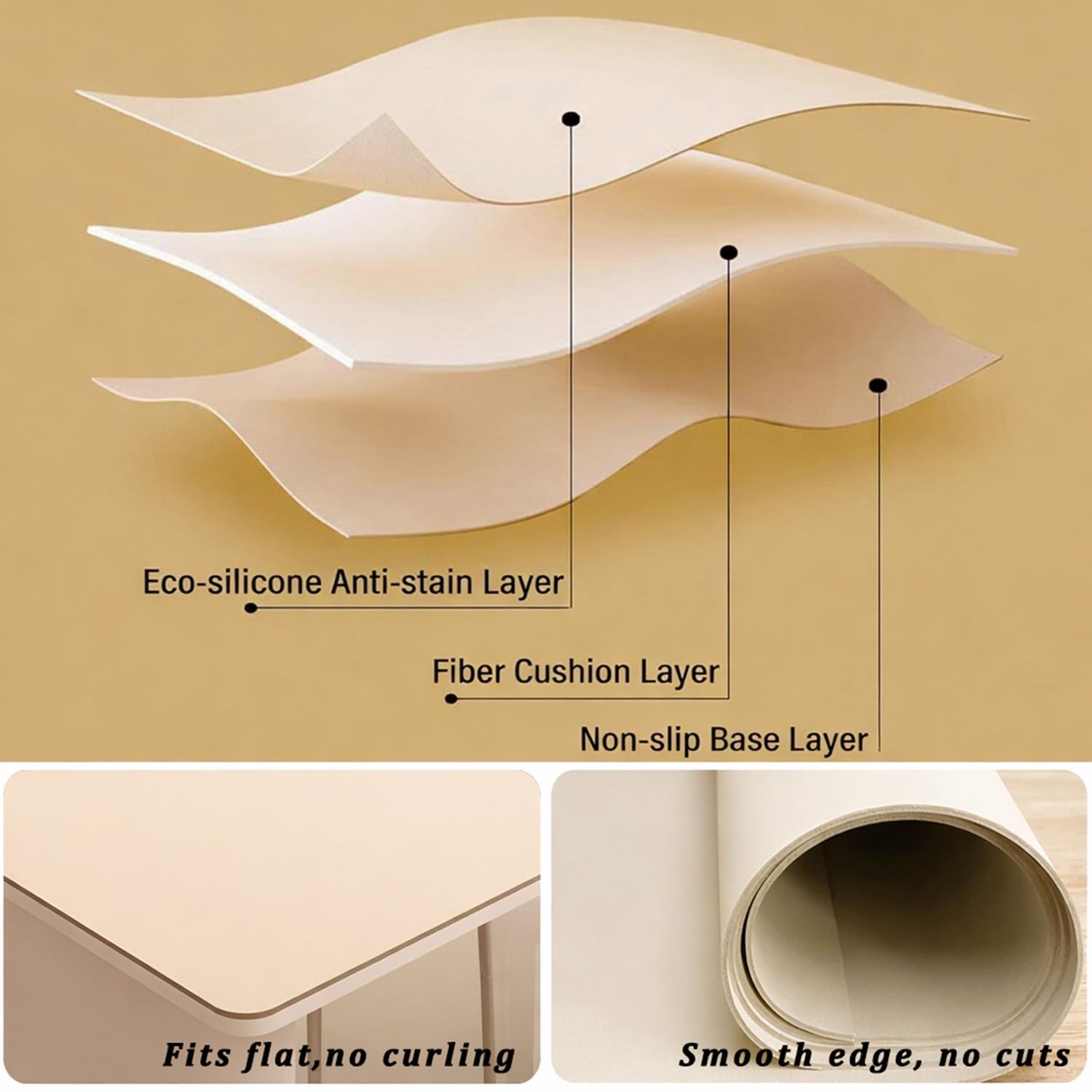 Tapis de Protection Silicone Plan de Travail Nappe imperméable et résistante à l'huile Antidérapant Résistant à la Chaleur pour Cuisine Multi-Tailles Personnalisable(Gris,80x150cm)