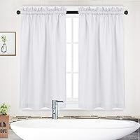 Vista 101 de NANAN Tier Curtains for Kitchen 24 Inch, Waffle Weave Textured Tailored Short Curtains for Bathroom Waterproof Window Covering Kitchen Cafe Curtains