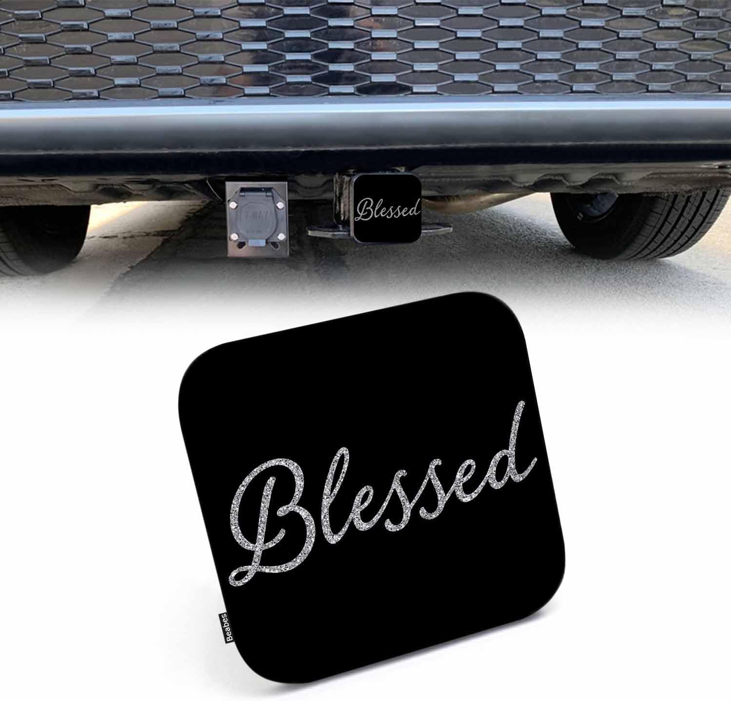 Trailer Hitch Cover for 2" Receivers Blessed, Glitter Blessed Bible Verse Receiver Tube Hitch Plug Towing Hitch Covers Truck Hitch Accessories for Sedans Cars SUVs, Christian Quote Hitch Cover