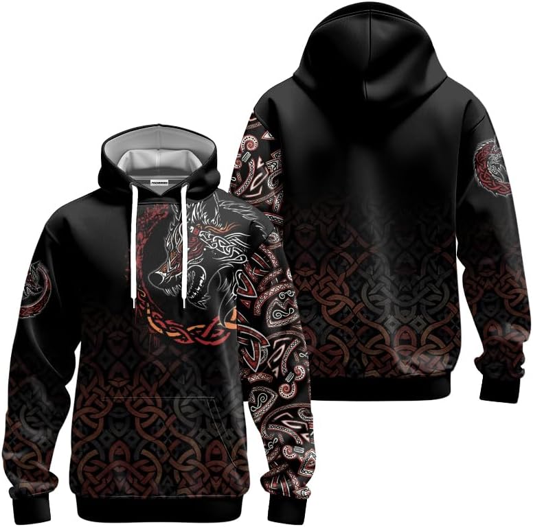 Viking 3D All Over Printed Unisex Hoodies Oversized Pullover Shirts with Pocket and Drawstring