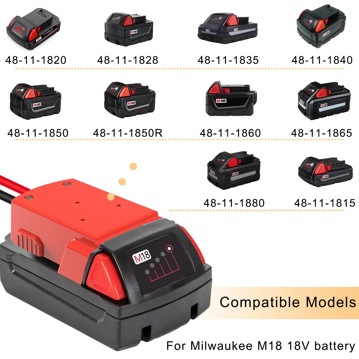 2 Pièces Adaptateur pour Milwaukee M18 18V Adaptateur de Batterie Power Wheels, Convertisseur pour Bricolage Lumière RC Truck Car, 12AWG Wire, Connecteur de Batterie d'Outil de Puissance