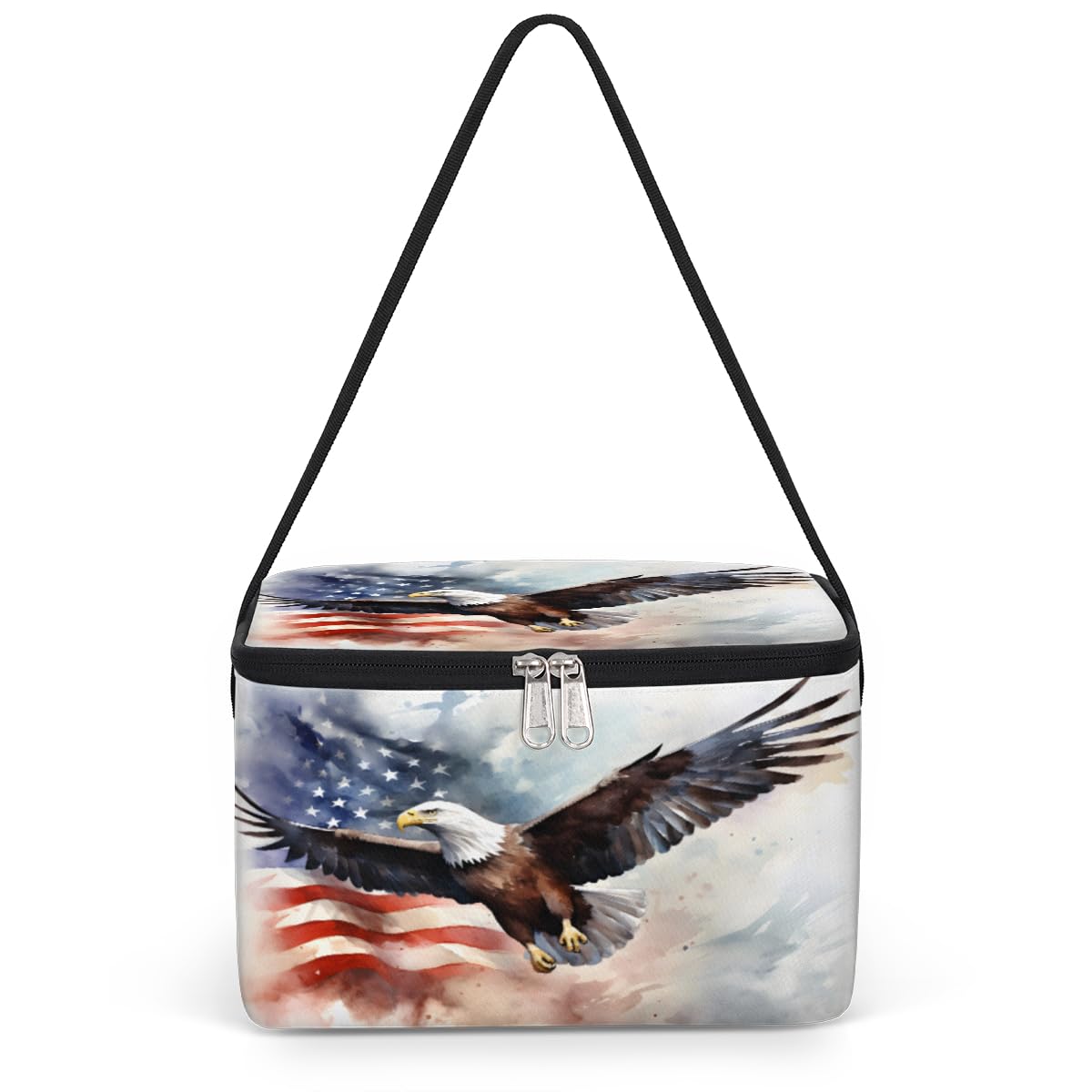 GzLeyigou Freedom Eagles Lunch Bags for Women Men 9 Cans, Hot & Cold Food Delivery Bag Insulated Grocery Bag Insulated Lunch Box Cooler Bag for Office Work Picnic Beach