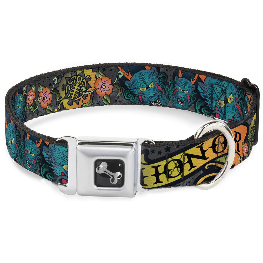 Collier de chien gris en forme d'os Buckle Down taille S de 13 à 45 cm