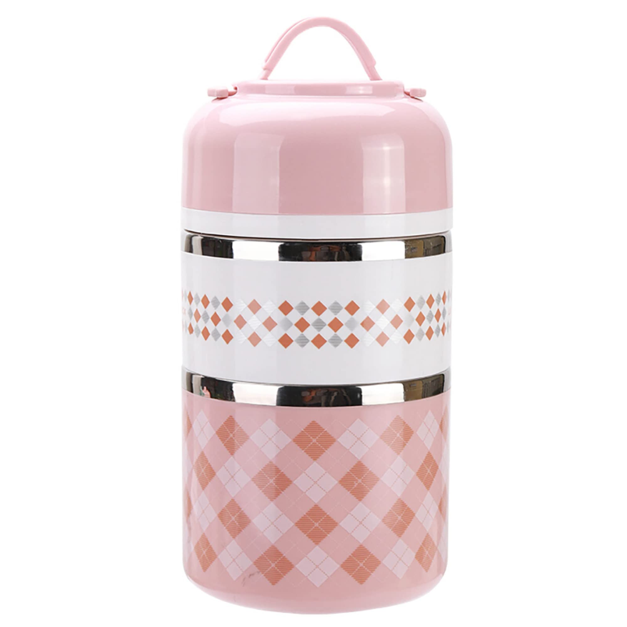 bwh Fiambrera térmica Acero Inoxidable Fiambrera Bento de 2 Niveles Contenedores PortáTiles de Almacenamiento de Alimentos para NiñOs Adultos Escuela Oficina Trabajo Hogar Picnic