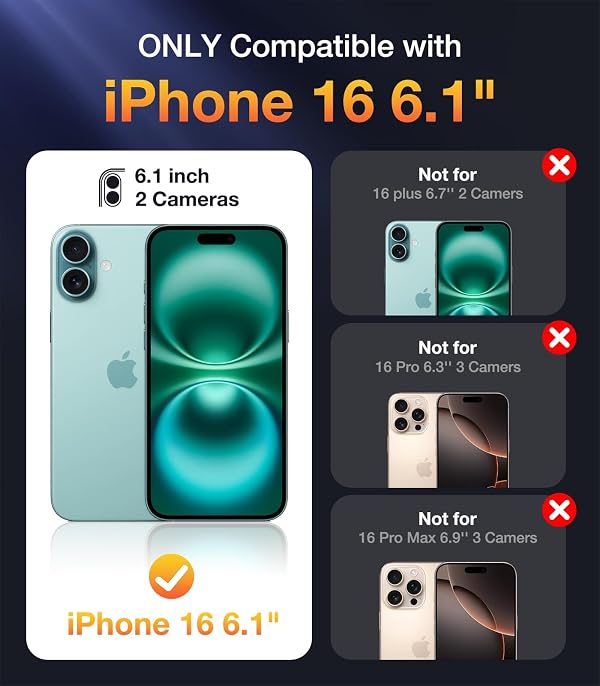 Diaclara Designed for iPhone 16 Case,Full Body Rugged Case with Built-in Touch Sensitive Anti-Scratch Screen Protector,Upgraded [Full Camera Protection] for iPhone 16 6.1"(Teal) by Diaclara - Image 6