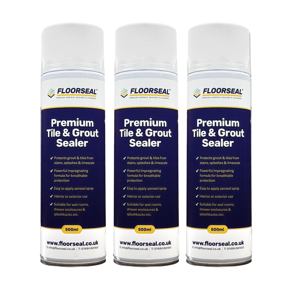 Premium Tile & Grout Sealer - Easy To Use Grout Sealer for bathrooms, Wet Rooms, Kitchens Walls & Floors (1500ml 3 Cans)