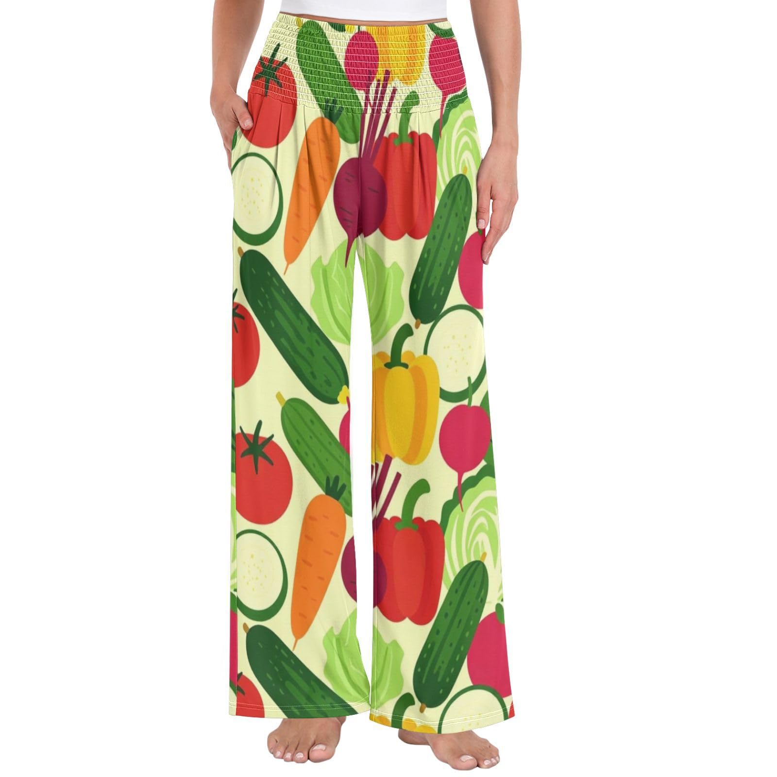 Veggie Garden damskie spodnie palazzos elastyczna talia No Dig Casual Pants