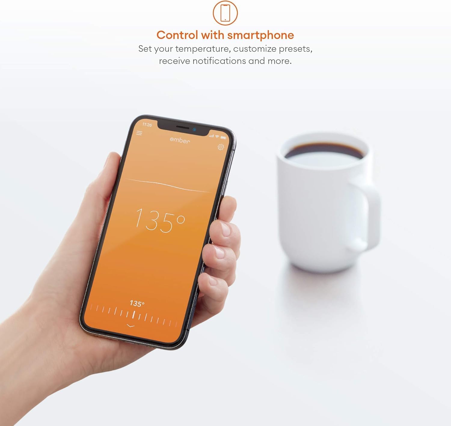 Condition photo showing New/Like New for ember temperature control 10oz smart mug 1hr battery life white app control (renewed)